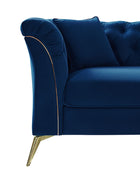 Modern Luxury Glam Velvet Sofa with Tufted Buttons & Gold Metal Accents