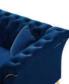 Modern Luxury Glam Velvet Sofa with Tufted Buttons & Gold Metal Accents