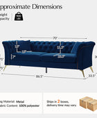 Modern Luxury Glam Velvet Sofa with Tufted Buttons & Gold Metal Accents