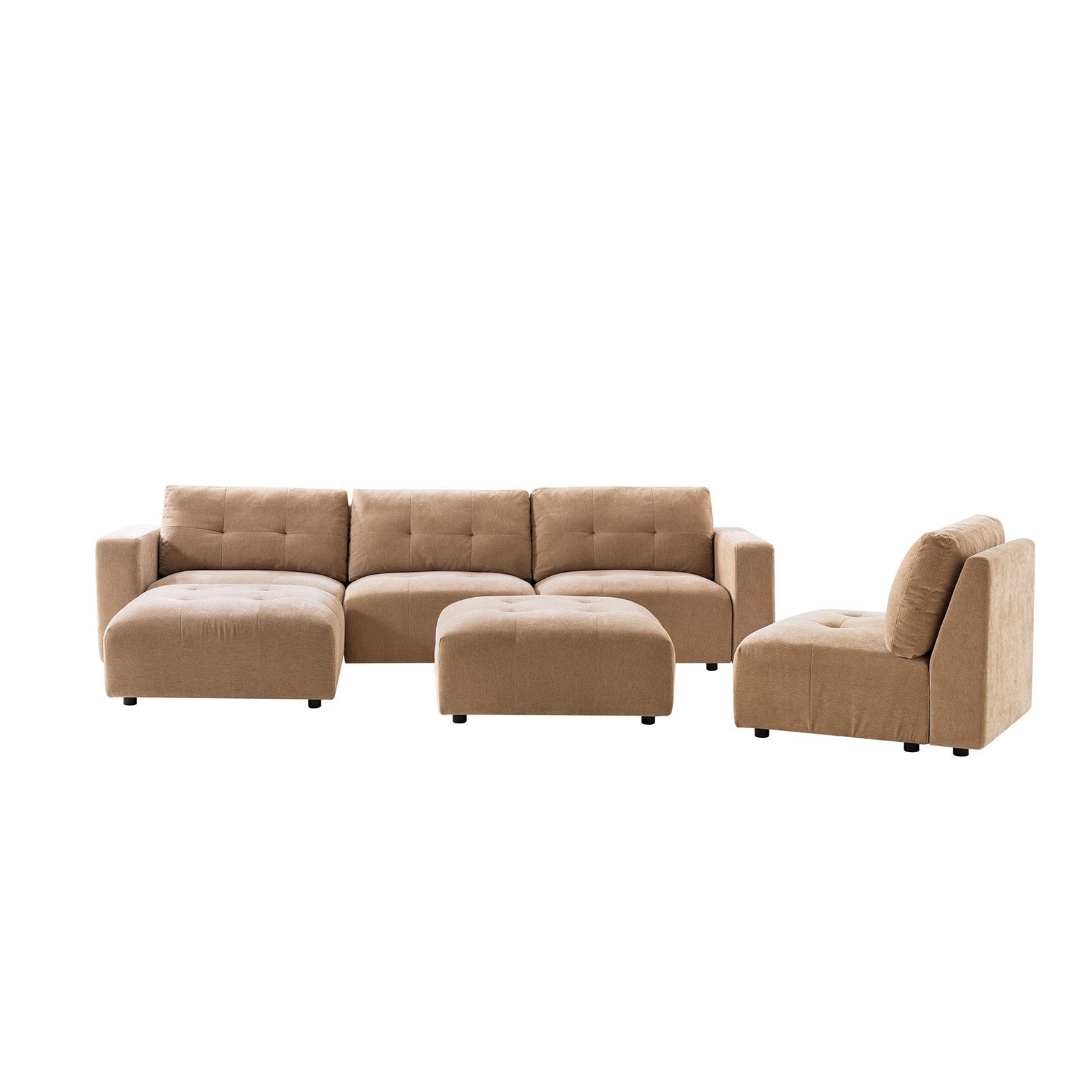 Memosa Modular Deep Seating Sectional Sofa - Cloud-Like Comfort with Memory Foam Cushions