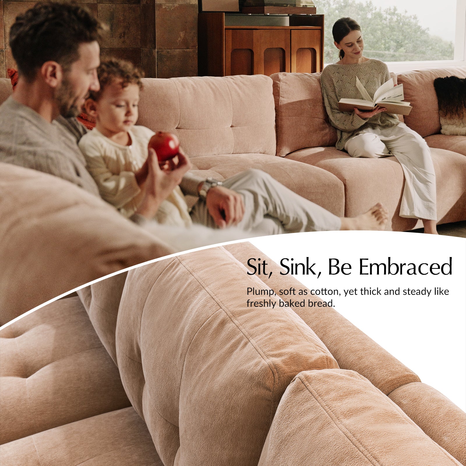 Memosa Modular Deep Seating Sectional Sofa - Cloud-Like Comfort with Memory Foam Cushions