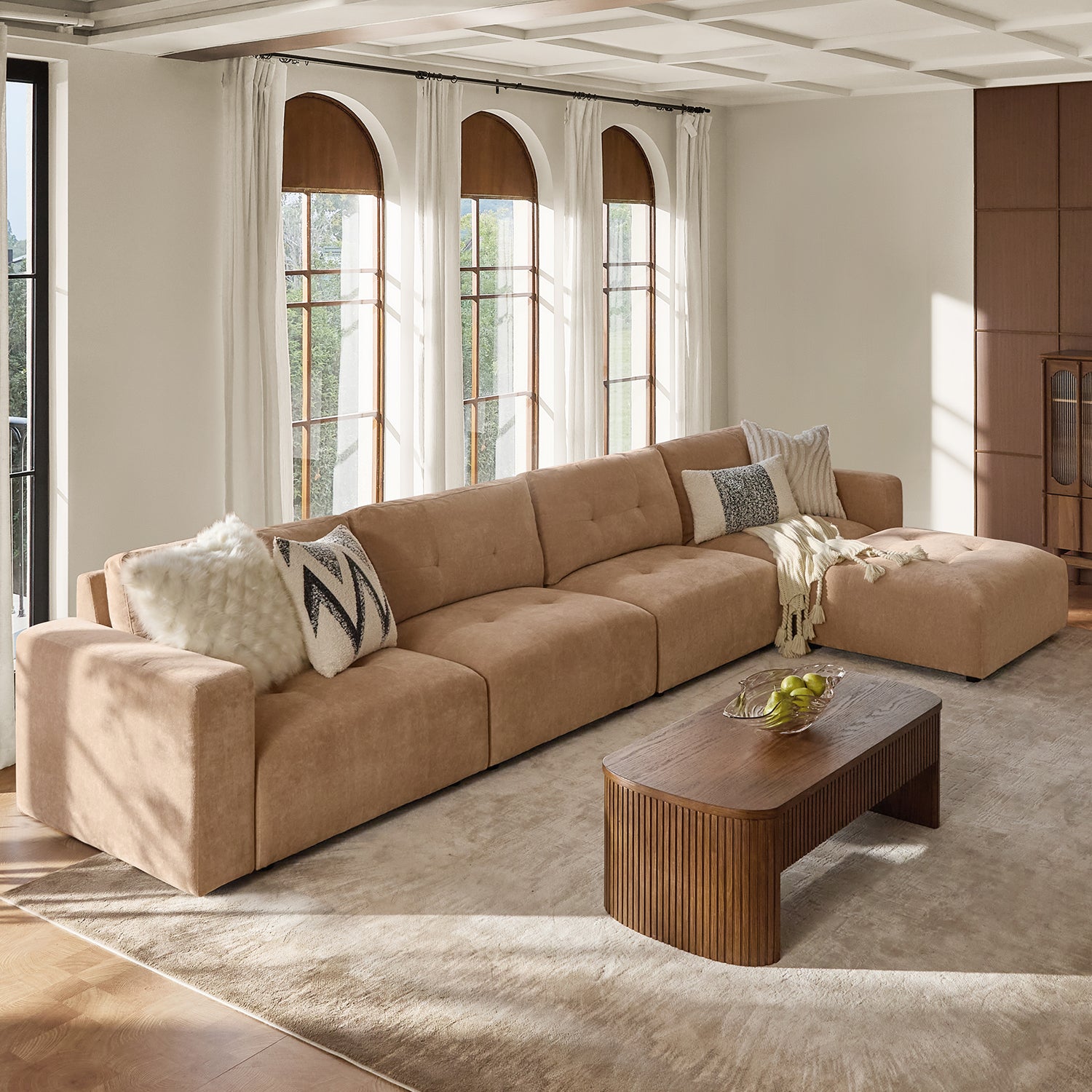 Memosa Deep-Seat Modular Sectional Sofa with Memory Foam Cushions