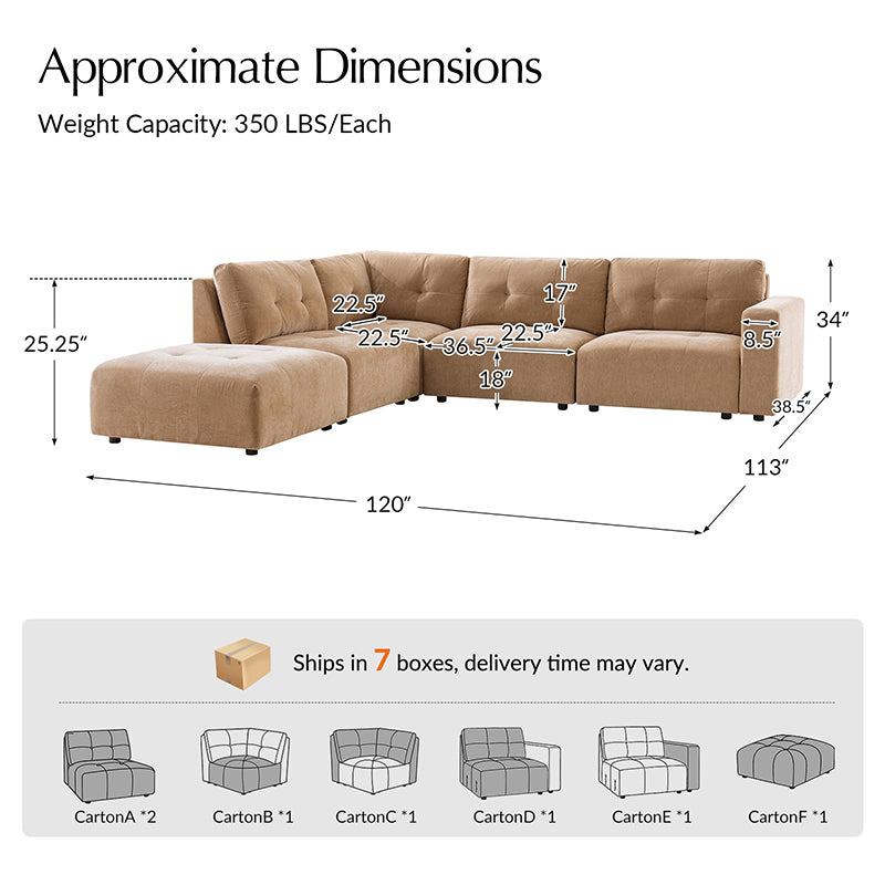 Memosa Modular Deep Seating Sectional Sofa - Cloud-Like Comfort with Memory Foam Cushions