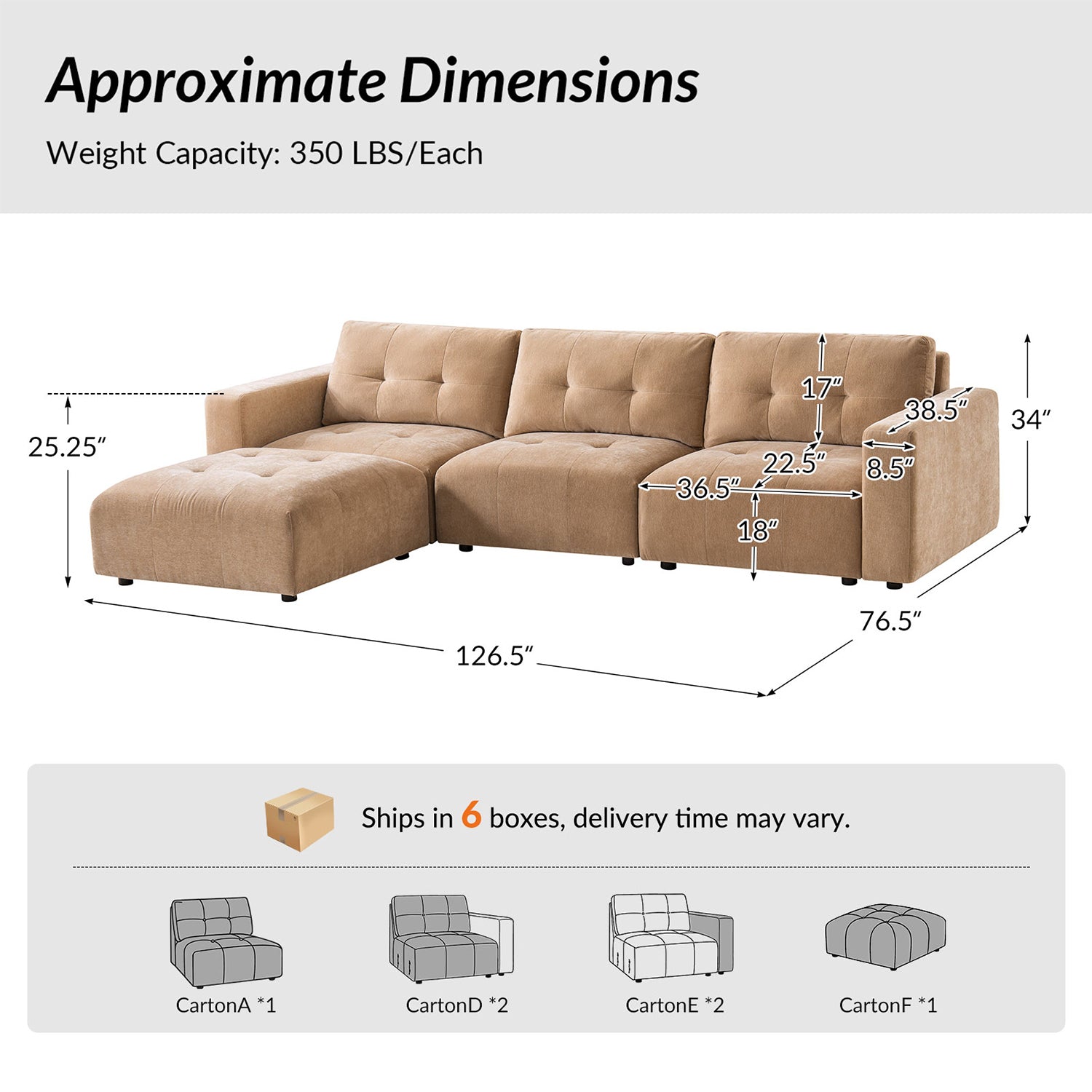 Memosa Modular Deep Seating Sectional Sofa - Cloud-Like Comfort with Memory Foam Cushions