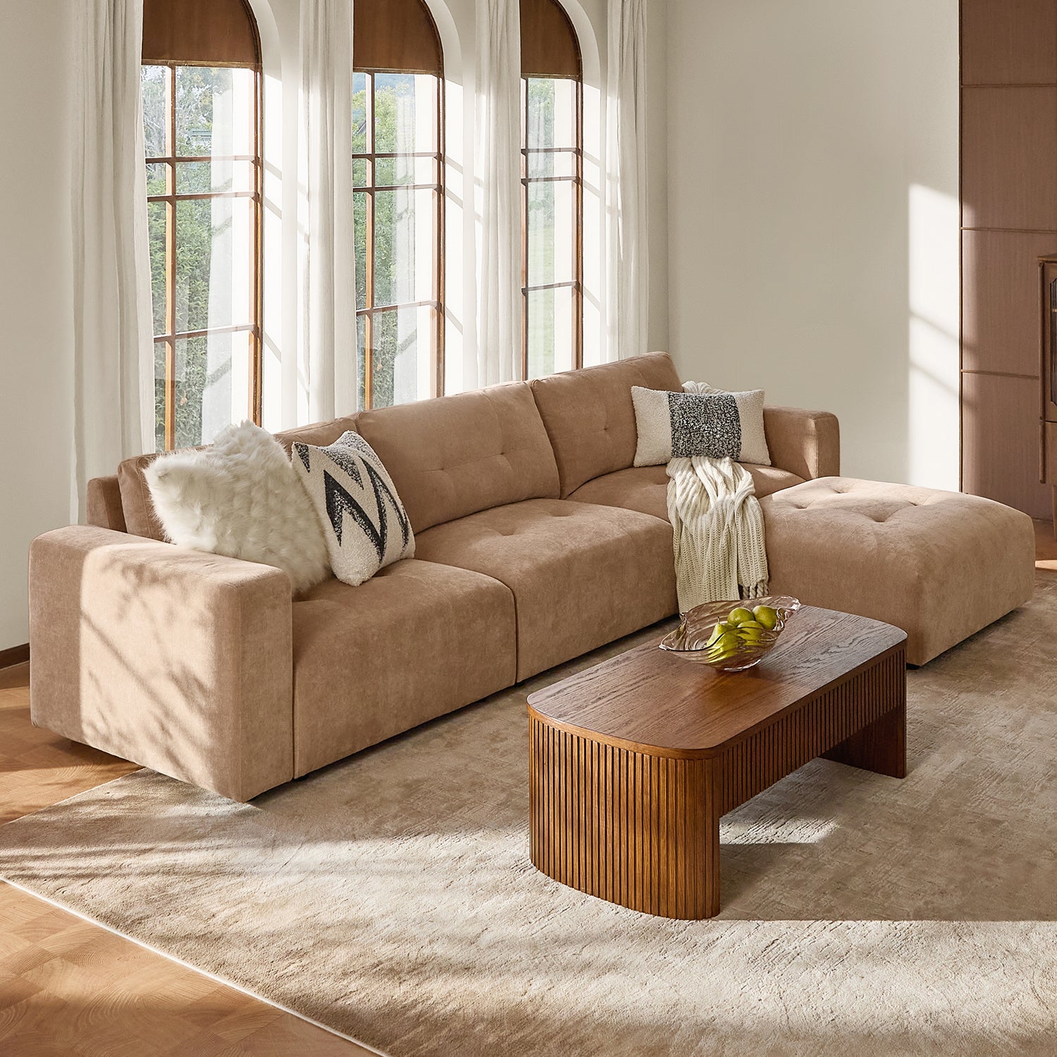 Memosa Modular Deep Seating Sectional Sofa - Cloud-Like Comfort with Memory Foam Cushions