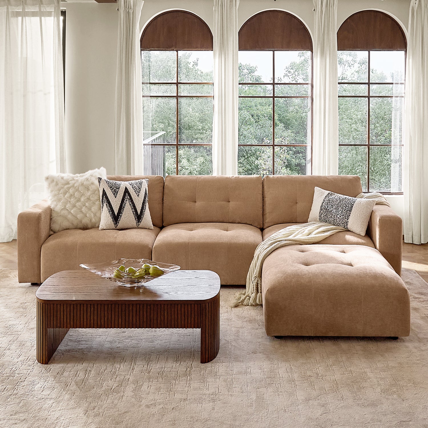 Memosa Modular Deep Seating Sectional Sofa - Cloud-Like Comfort with Memory Foam Cushions