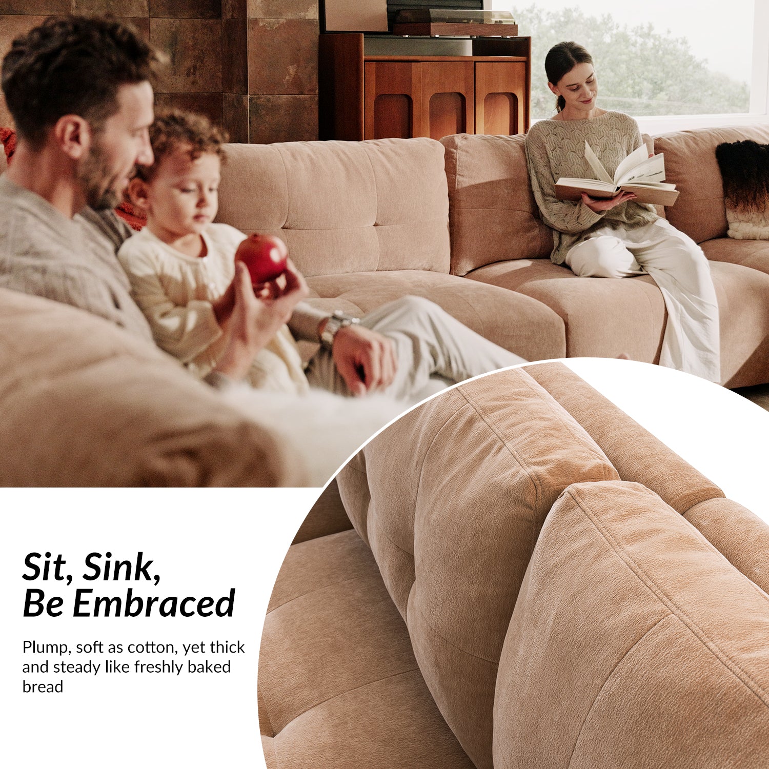 Memosa Modular Deep Seating Sectional Sofa - Cloud-Like Comfort with Memory Foam Cushions