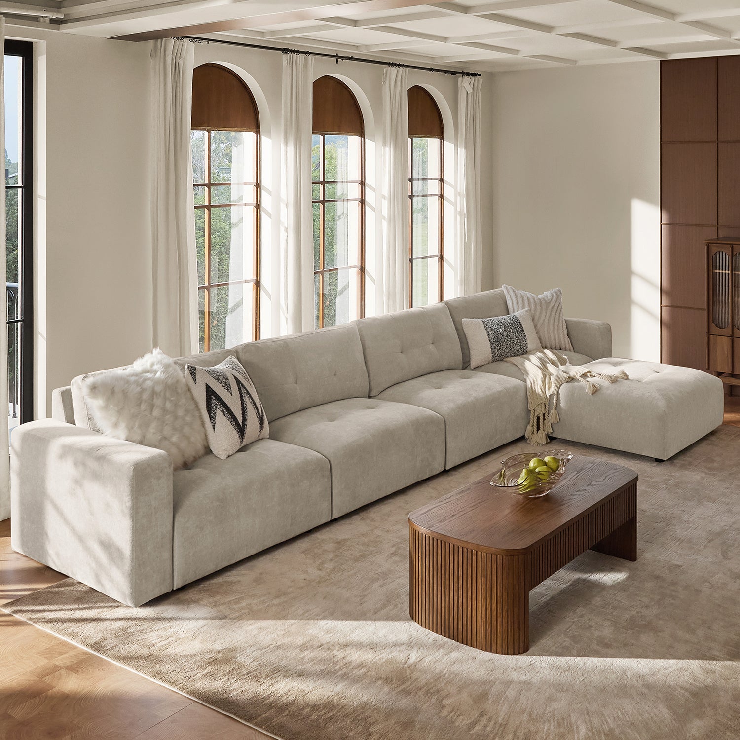 Memosa Deep-Seat Modular Sectional Sofa with Memory Foam Cushions