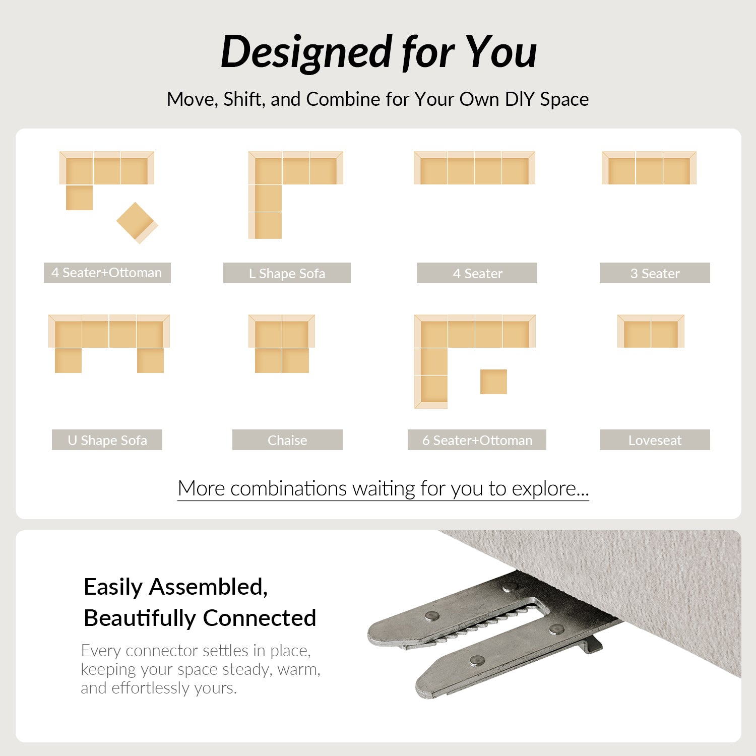 Memosa Deep-Seat Modular Sectional Sofa with Memory Foam Cushions