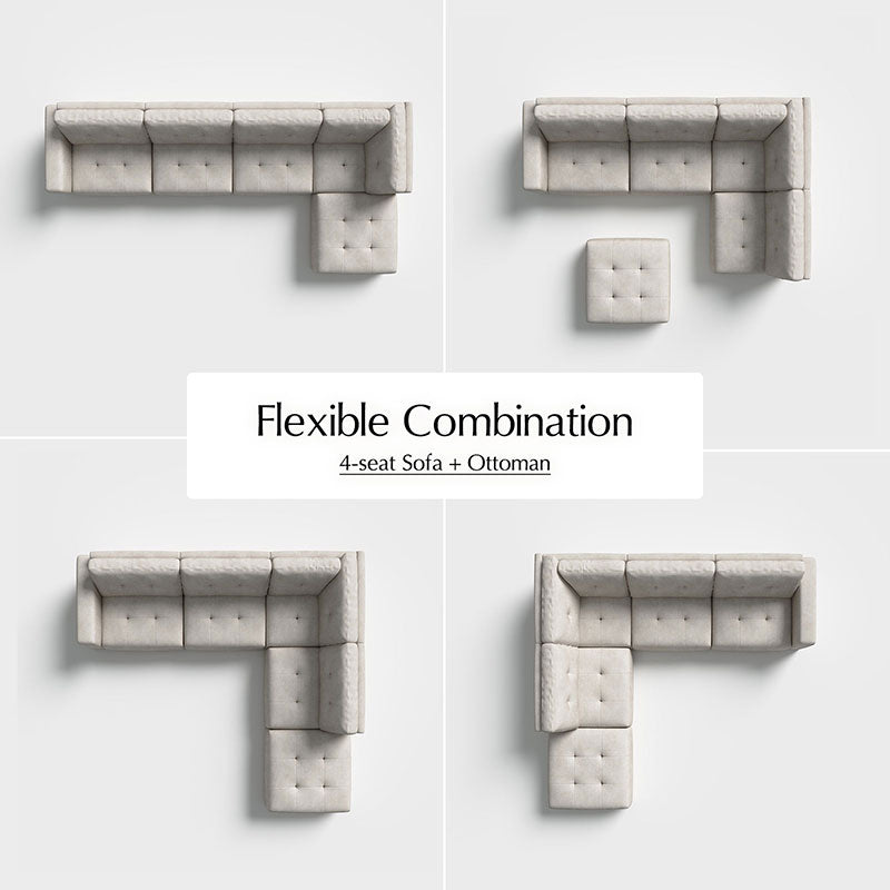 Memosa Modular Deep Seating Sectional Sofa - Cloud-Like Comfort with Memory Foam Cushions