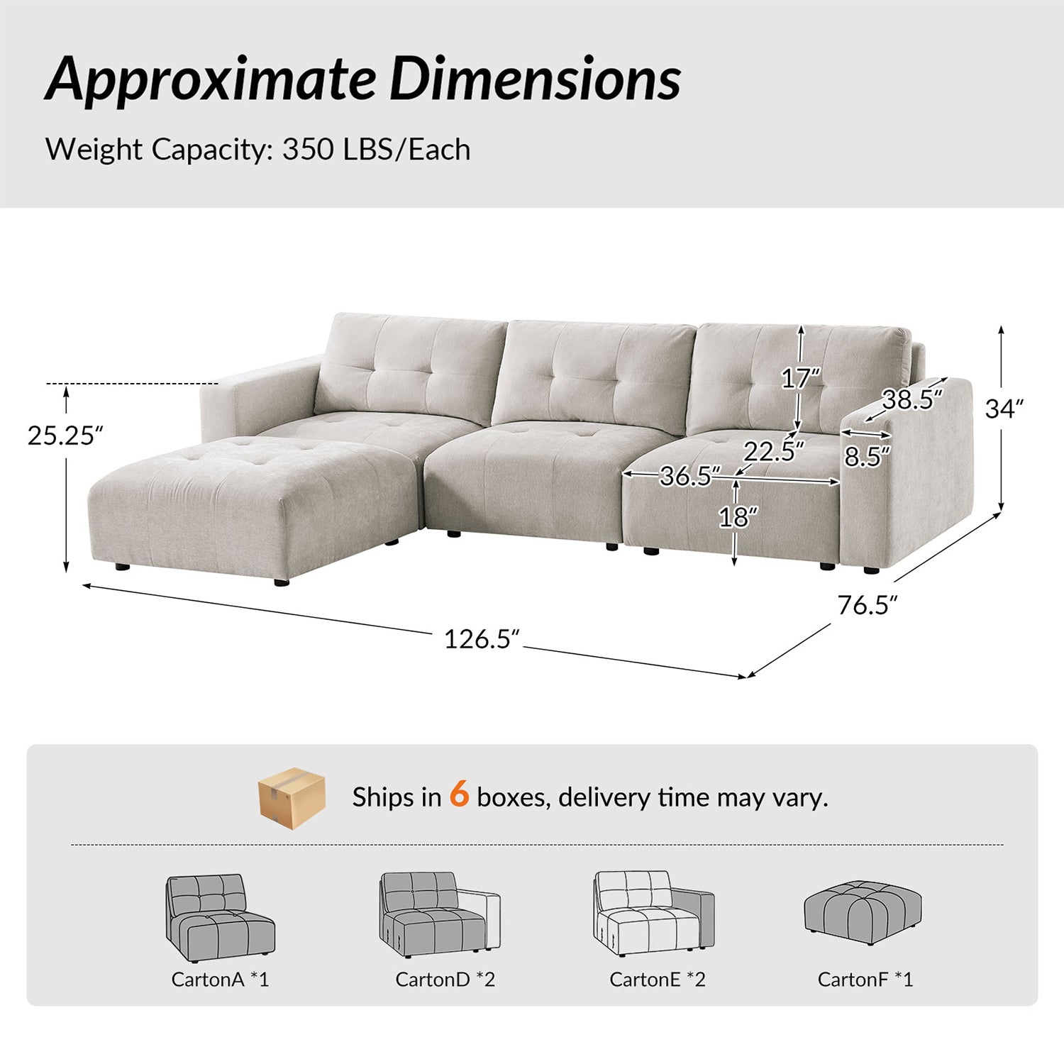 Memosa Modular Deep Seating Sectional Sofa - Cloud-Like Comfort with Memory Foam Cushions