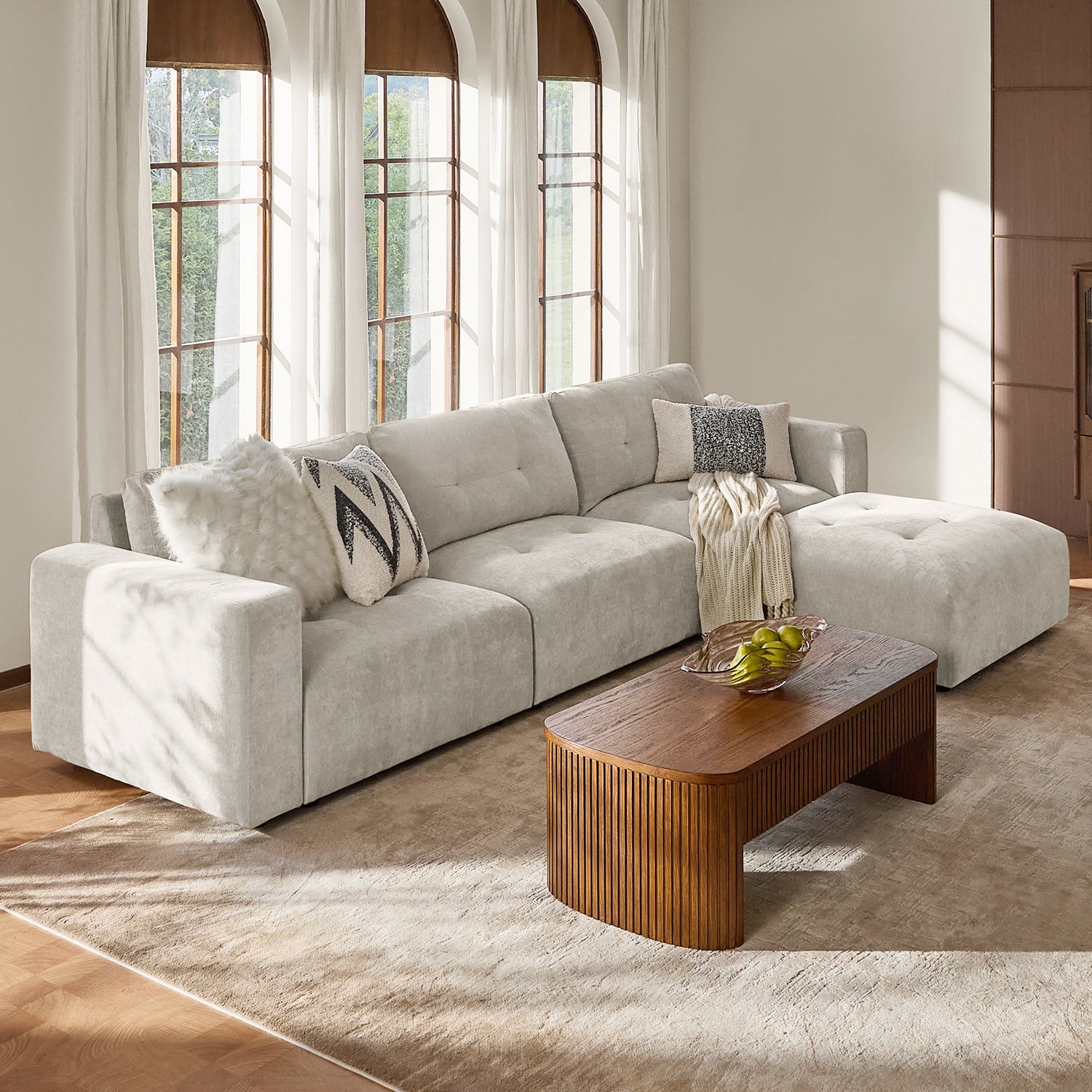 Memosa Modular Deep Seating Sectional Sofa - Cloud-Like Comfort with Memory Foam Cushions