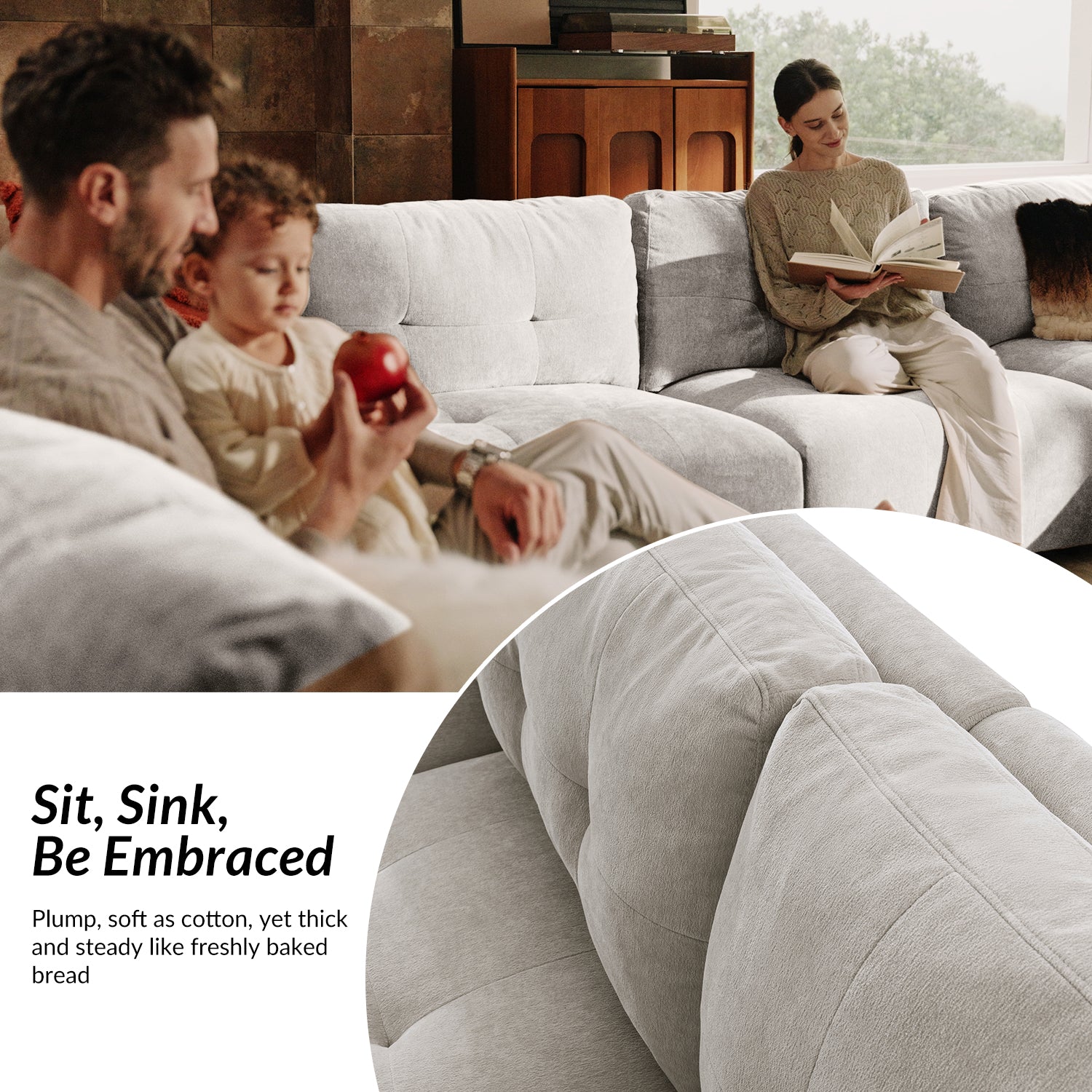 Memosa Modular Deep Seating Sectional Sofa - Cloud-Like Comfort with Memory Foam Cushions