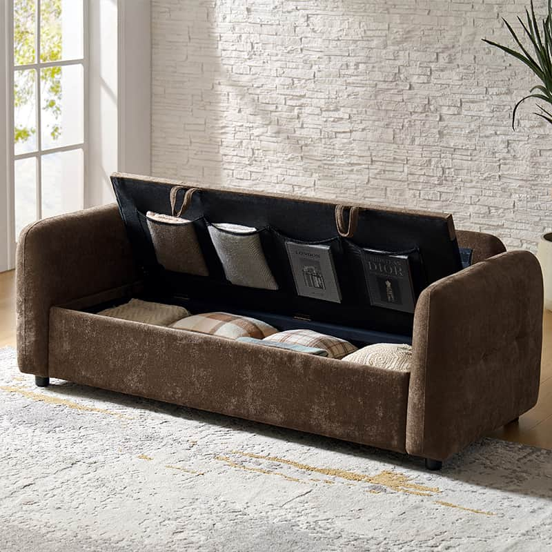 Madena Rounded Categorized Storage Loveseats Sofa