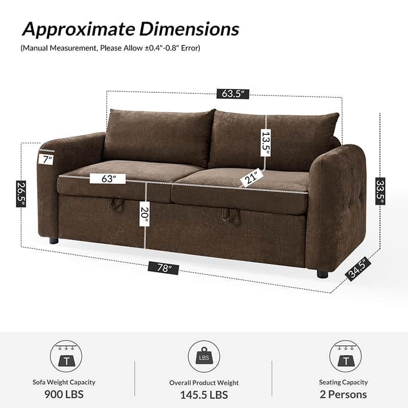 Madena Rounded Categorized Storage Loveseats Sofa