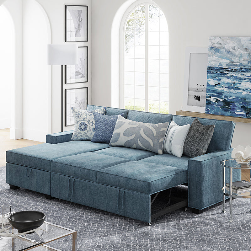 Sendera Upholstered  Pull Out Sleeper Sofa & Chaise with Storage (Right)