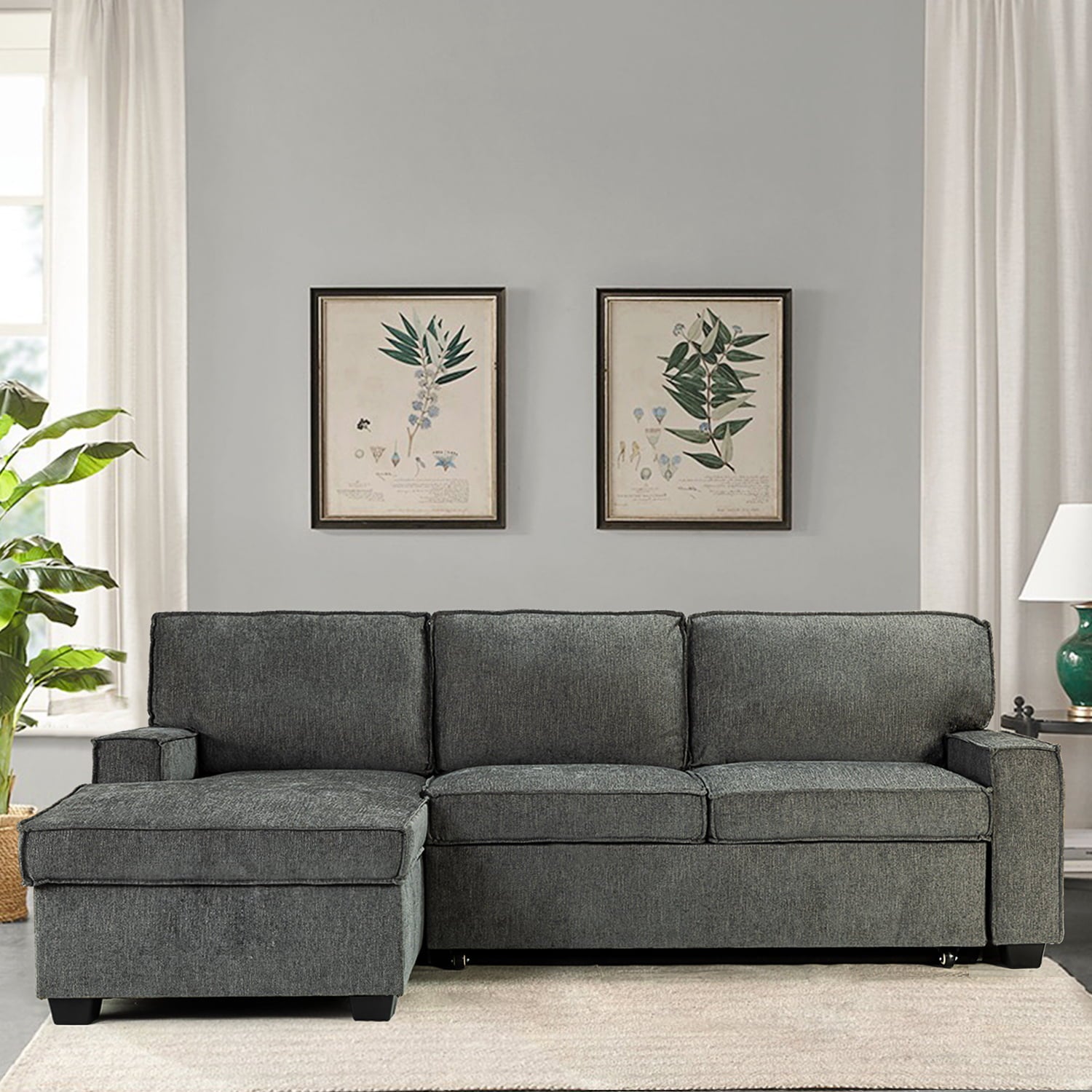 Sendera Upholstered  Pull Out Sleeper Sofa & Chaise with Storage (Right)