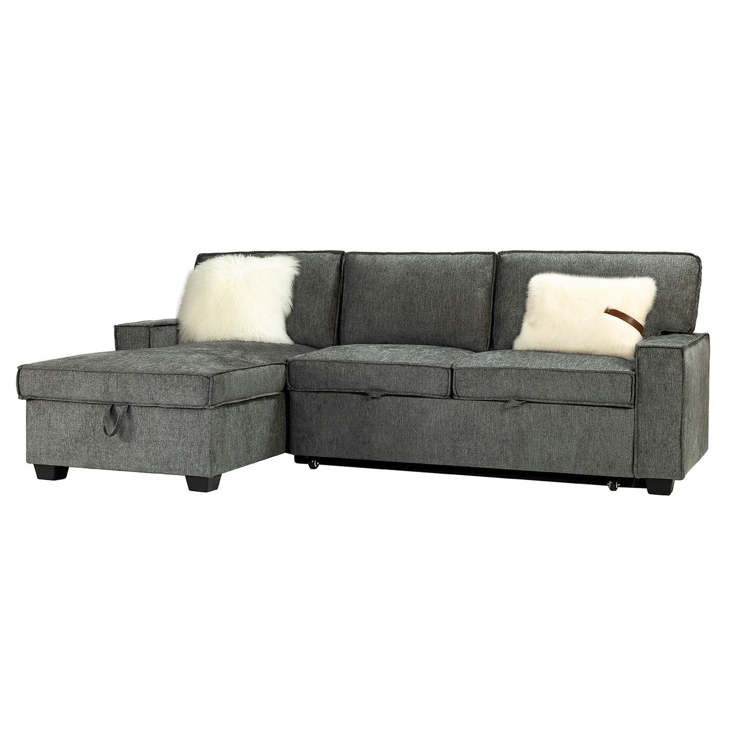 Sendera Upholstered  Pull Out Sleeper Sofa & Chaise with Storage (Right)