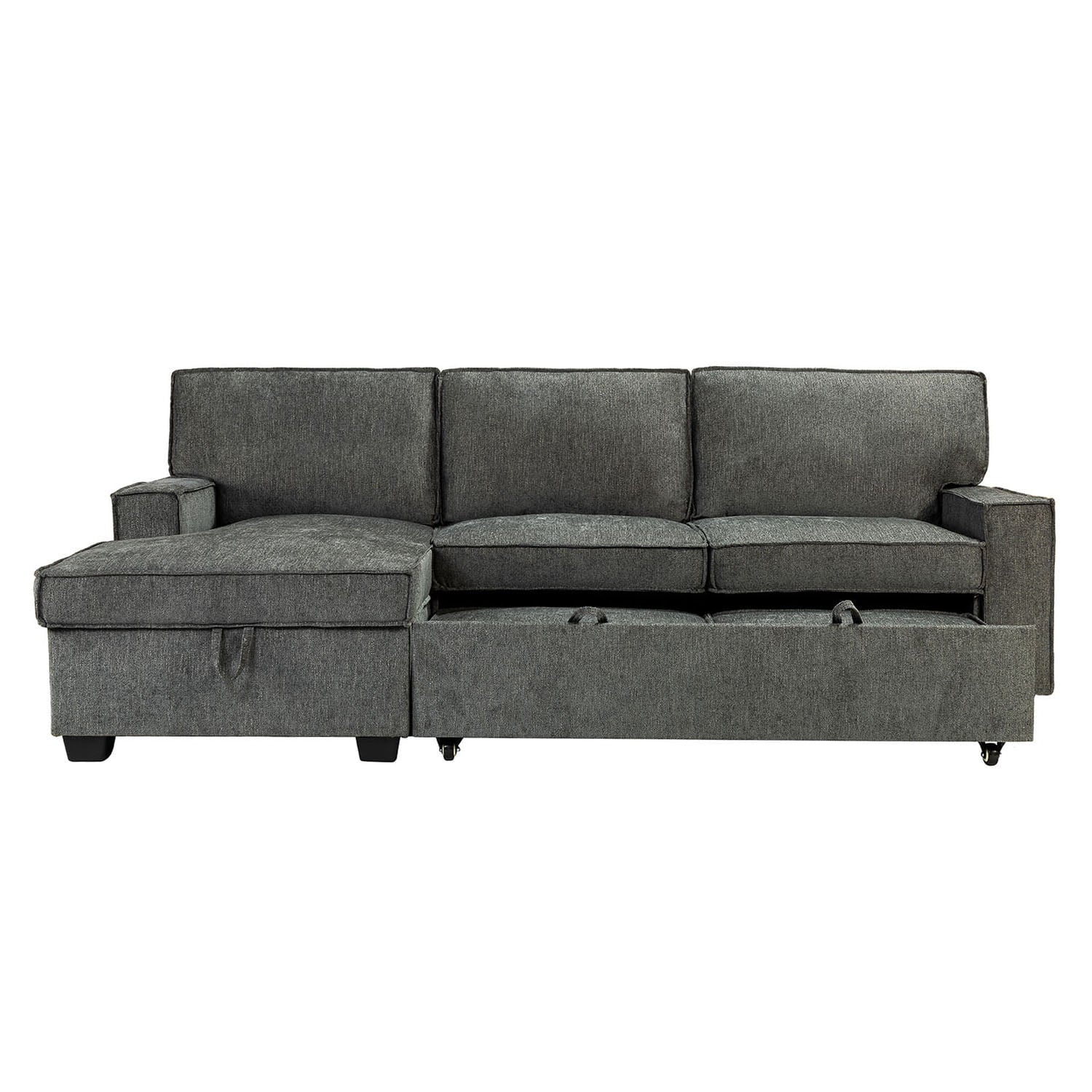 Sendera Upholstered  Pull Out Sleeper Sofa & Chaise with Storage (Right)