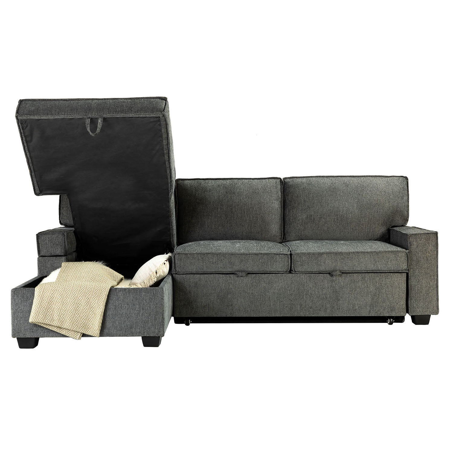 Sendera Upholstered  Pull Out Sleeper Sofa & Chaise with Storage (Right)