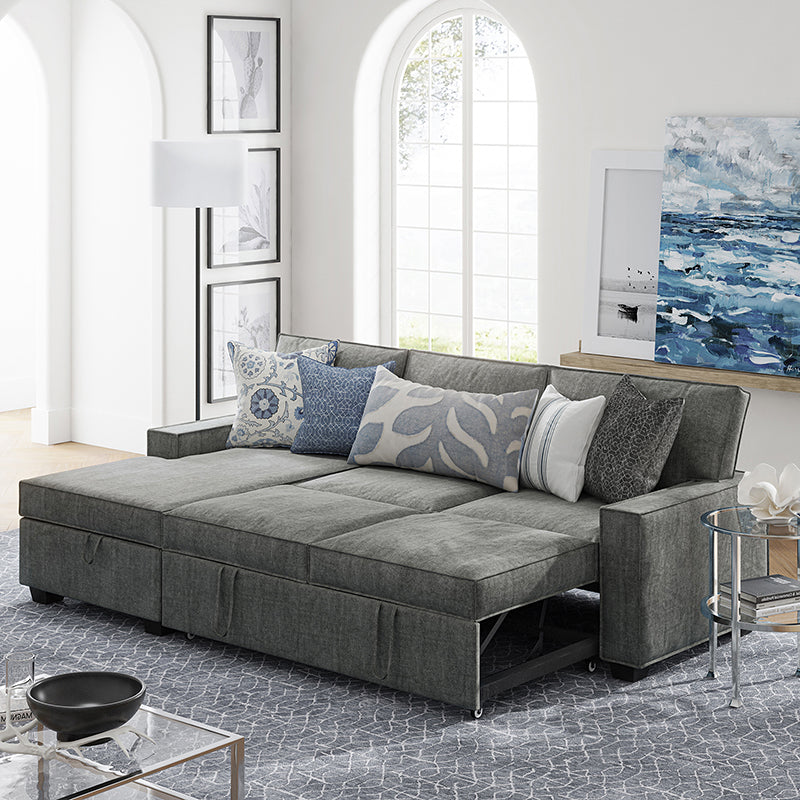 Sendera Upholstered  Pull Out Sleeper Sofa & Chaise with Storage (Right)