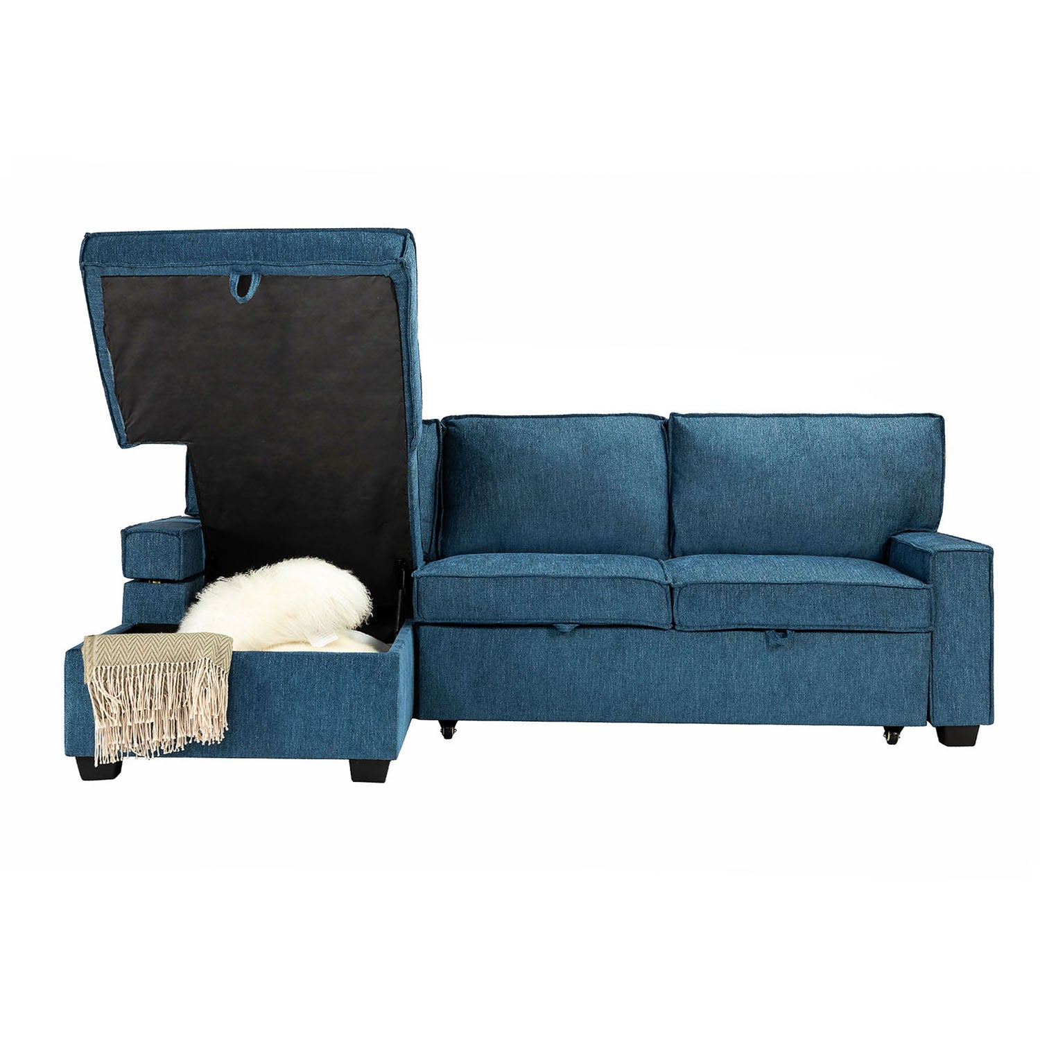 Sendera Upholstered  Pull Out Sleeper Sofa & Chaise with Storage (Right)