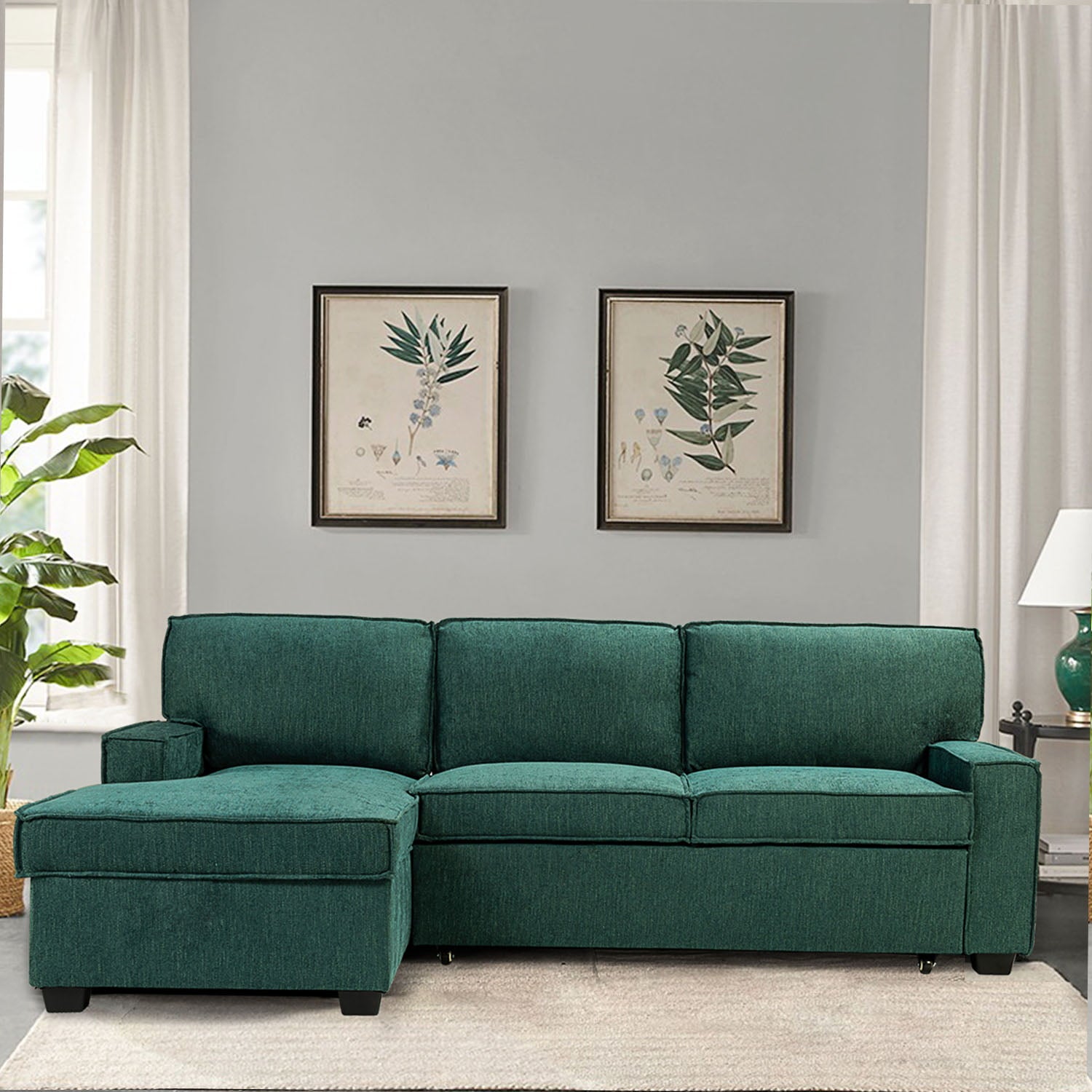 Sendera Upholstered  Pull Out Sleeper Sofa & Chaise with Storage (Right)