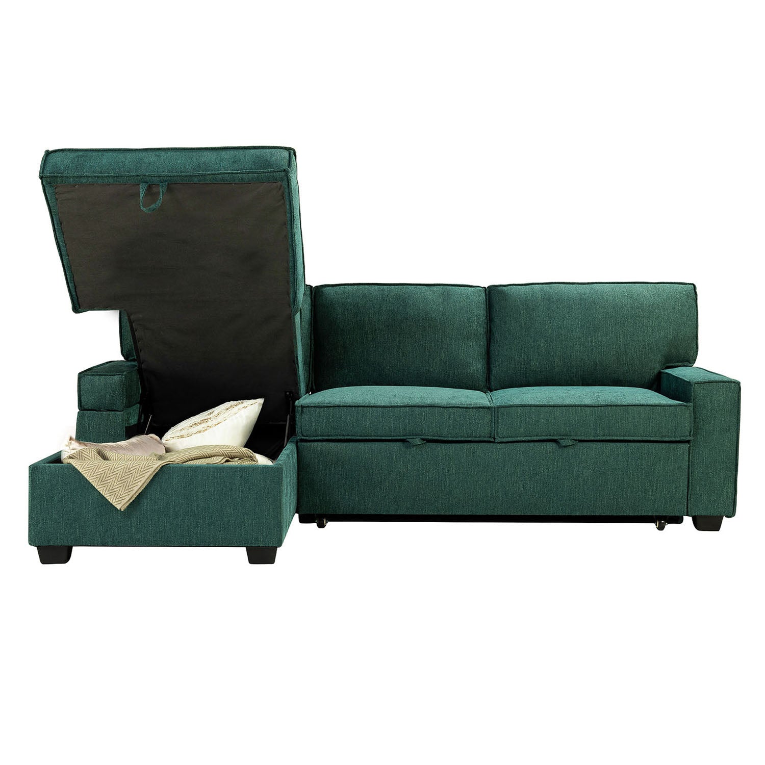 Sendera Upholstered  Pull Out Sleeper Sofa & Chaise with Storage (Right)