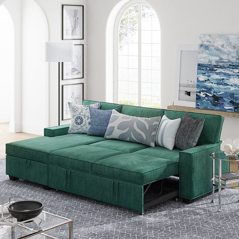 Sendera Upholstered  Pull Out Sleeper Sofa & Chaise with Storage (Right)