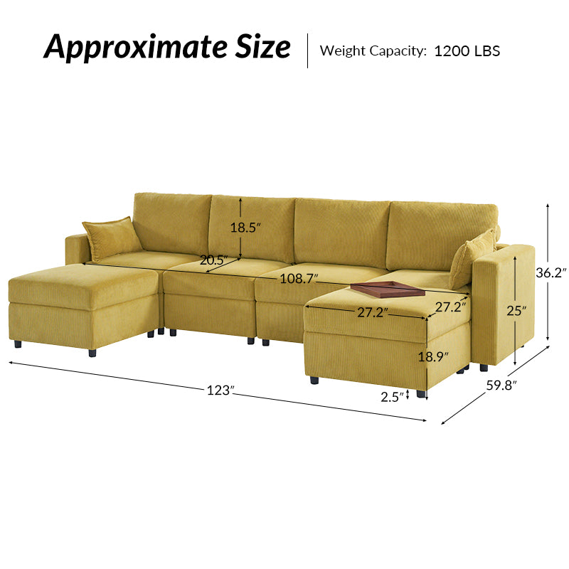 Amando 6-Seater Upholstered Sectional Sofa