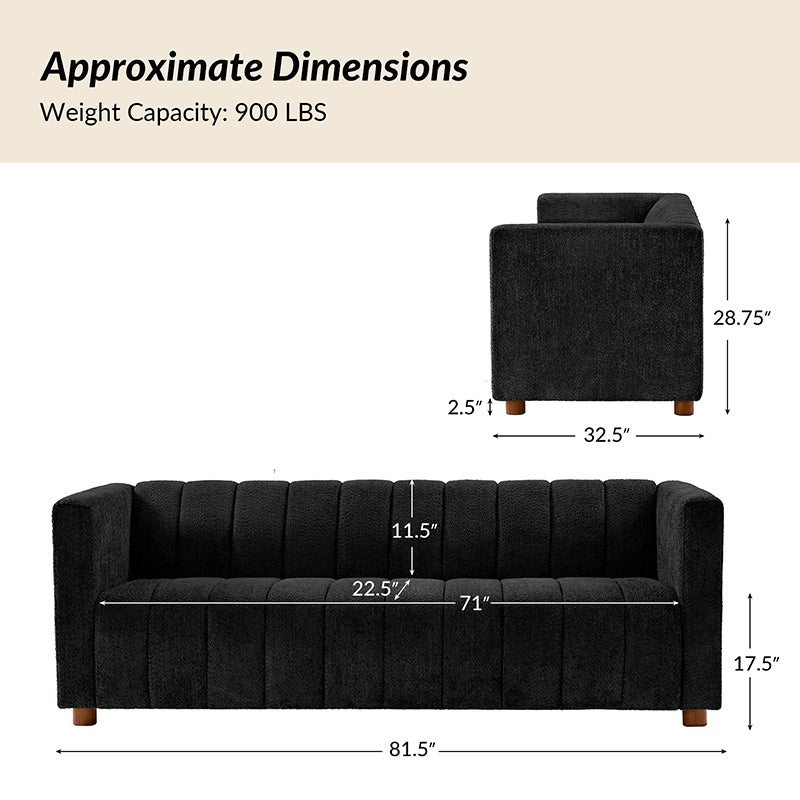 Botham Modern Cozy Sofa with Hidden Low Legs