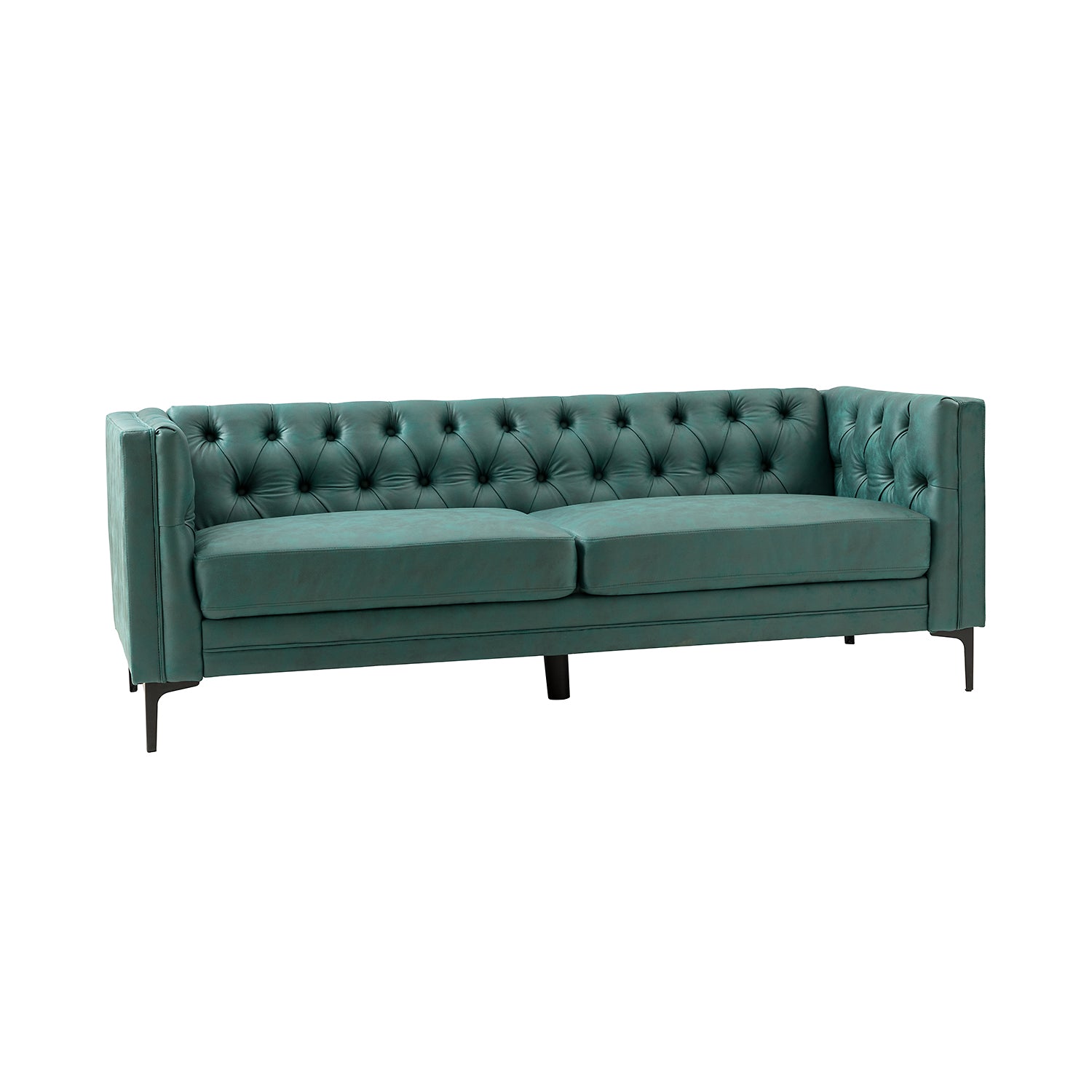 Capsa 84" Vegan Leather Tufted Sofa