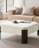 Savannah Chenille Round Ottoman Ivory Plush Footrest