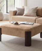 Savannah Chenille Round Ottoman Ivory Plush Footrest