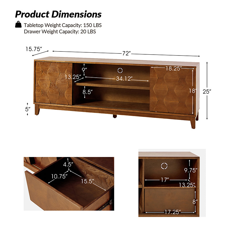 Kamu 72" TV Stand for TVs Up to 78"