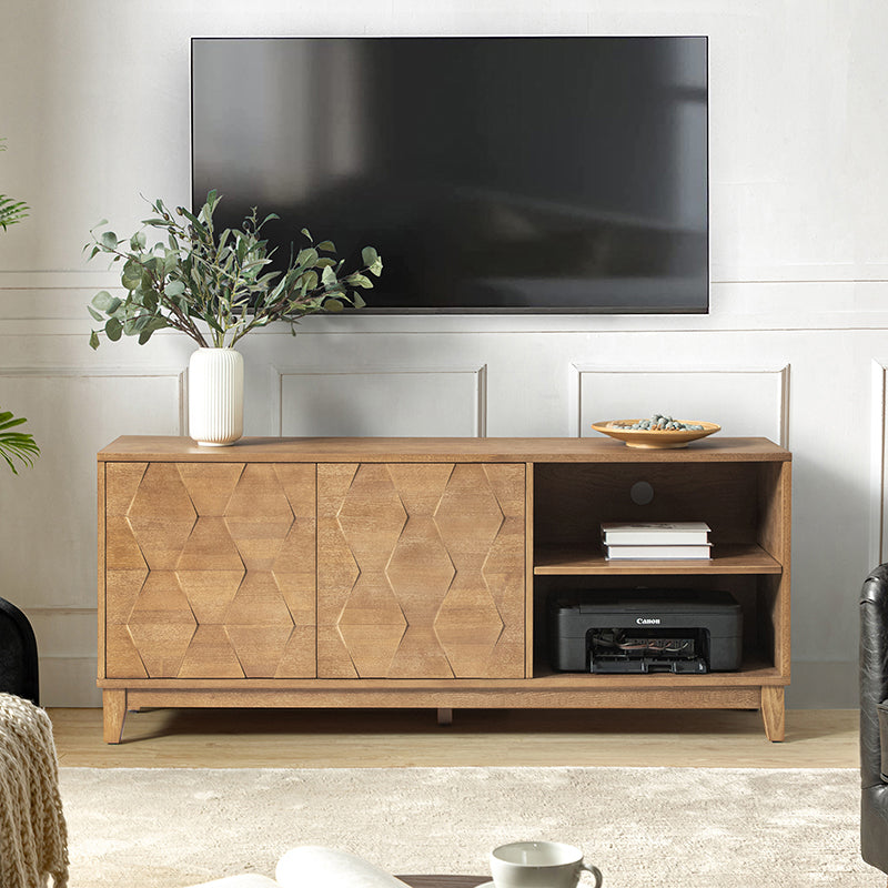 Samuel Open Storage Shelf TV Stand with Cable Management Holes