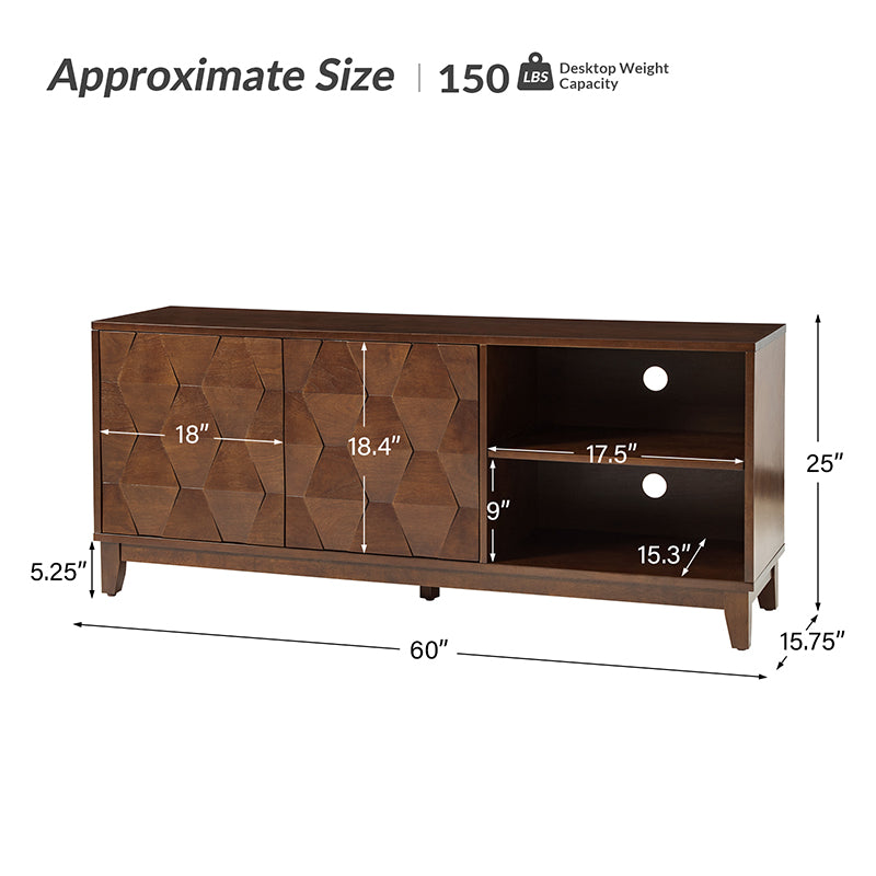 Samuel Open Storage Shelf TV Stand with Cable Management Holes