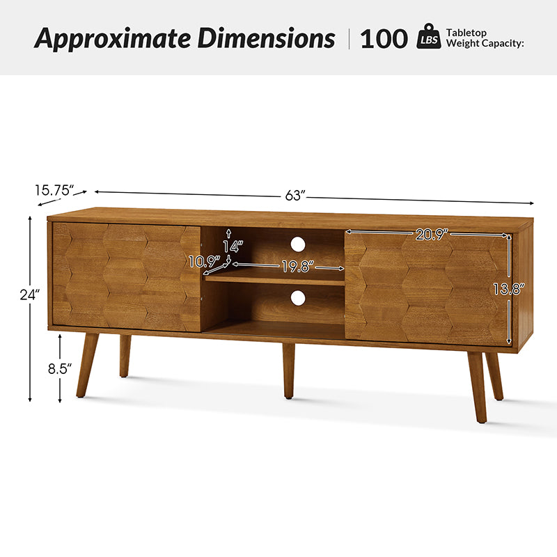 Velasco Mid-century Modern TV Stand with Built-in Cable Management