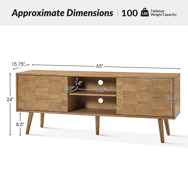 Velasco Mid-century Modern TV Stand with Built-in Cable Management