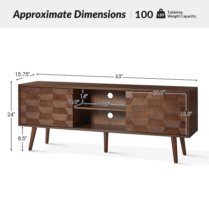 Velasco Mid-century Modern TV Stand with Built-in Cable Management