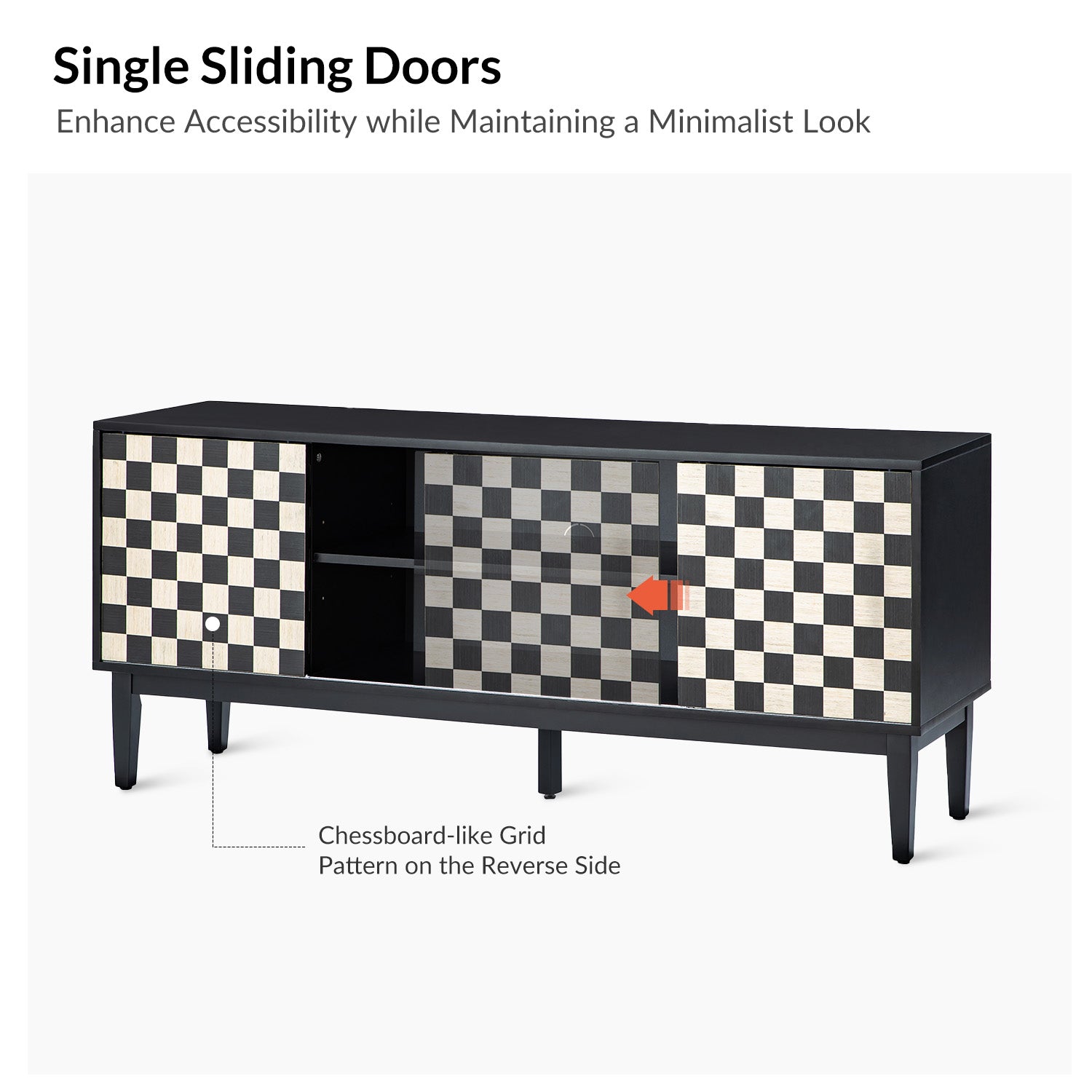 Regal 58"Wide TV Stand  with Reversible Checkered Game Board