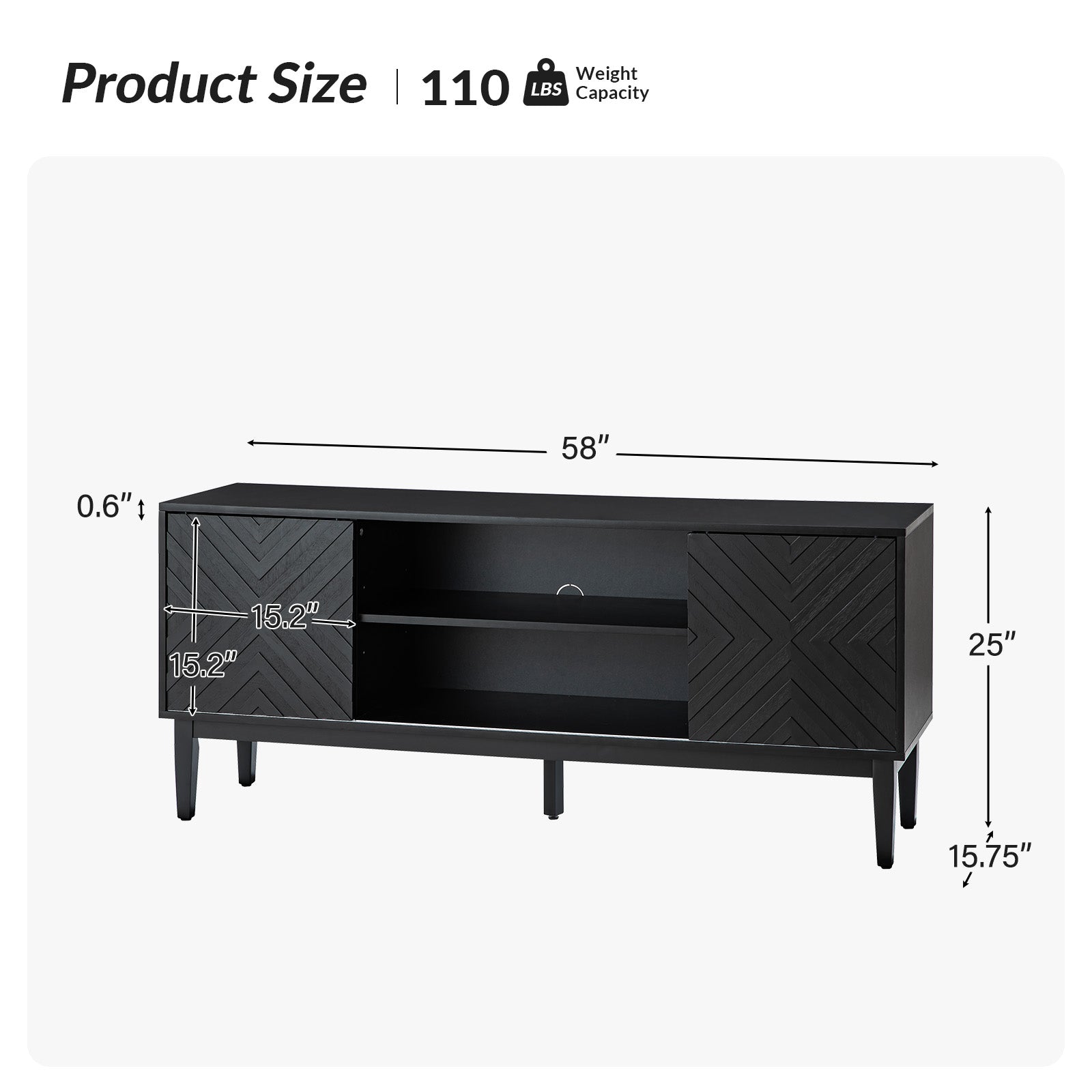 Regal TV Stand for TVs up to 65'' with Reversible Checkered Game Board