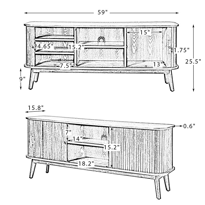 David 65" Modern Hidden Space Sliding Door TV Stand