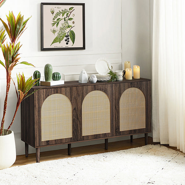 Posey 56" Wide Wood and Rattan Kacie Modern Sideboard