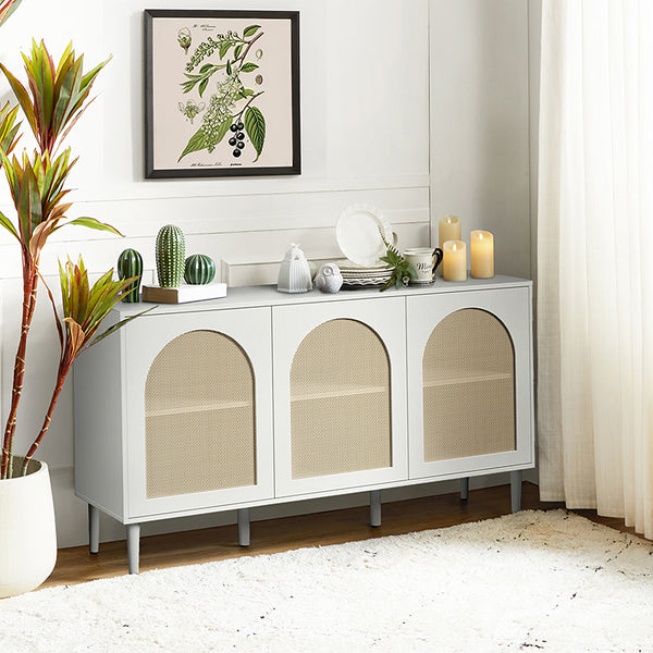 Posey 56" Wide Wood and Rattan Sideboard