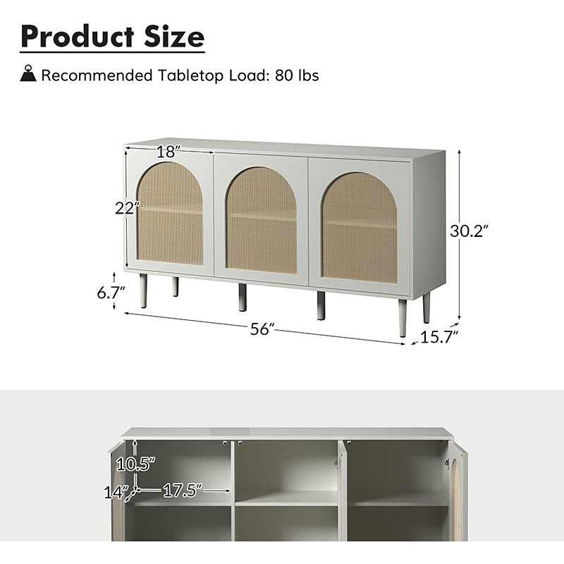 Posey 56" Wide Wood and Rattan Kacie Modern Sideboard