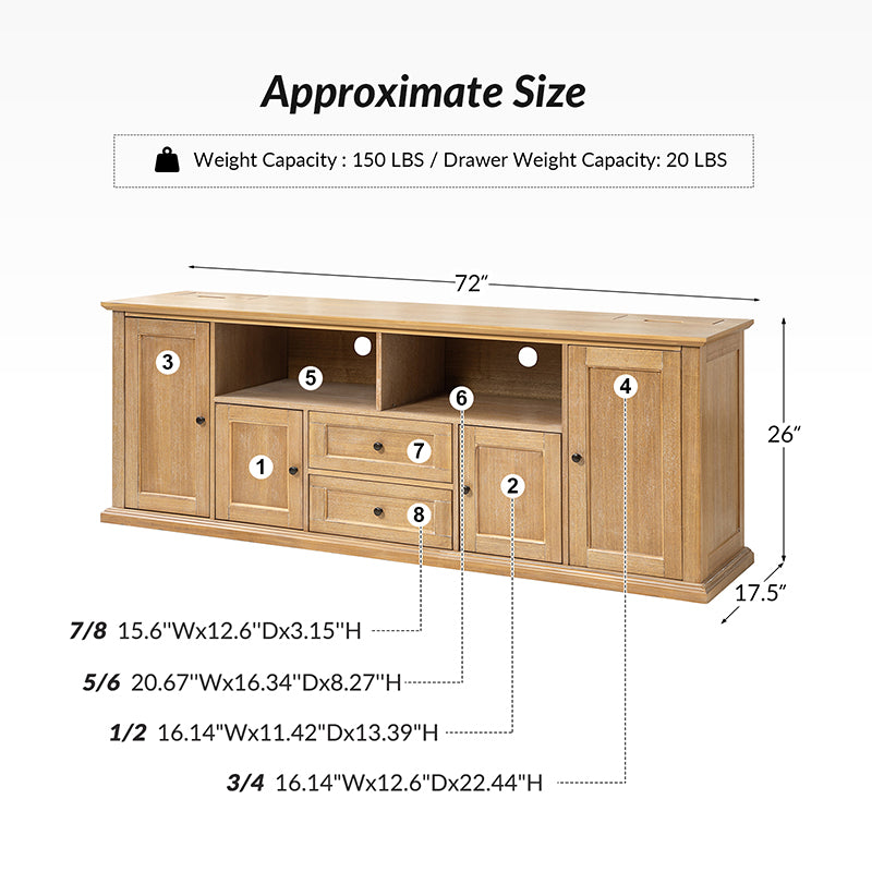 Edenia Traditional Storage TV Stand with Built-in Outlets