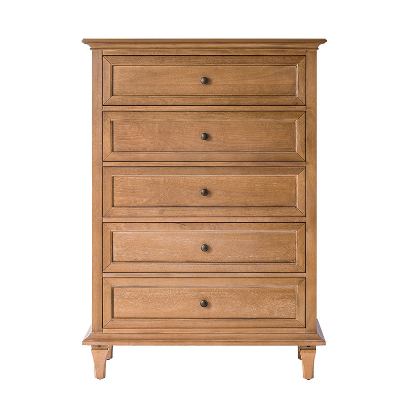 Traditional 5-Drawer Chest Dresser with Solid Wood Frame