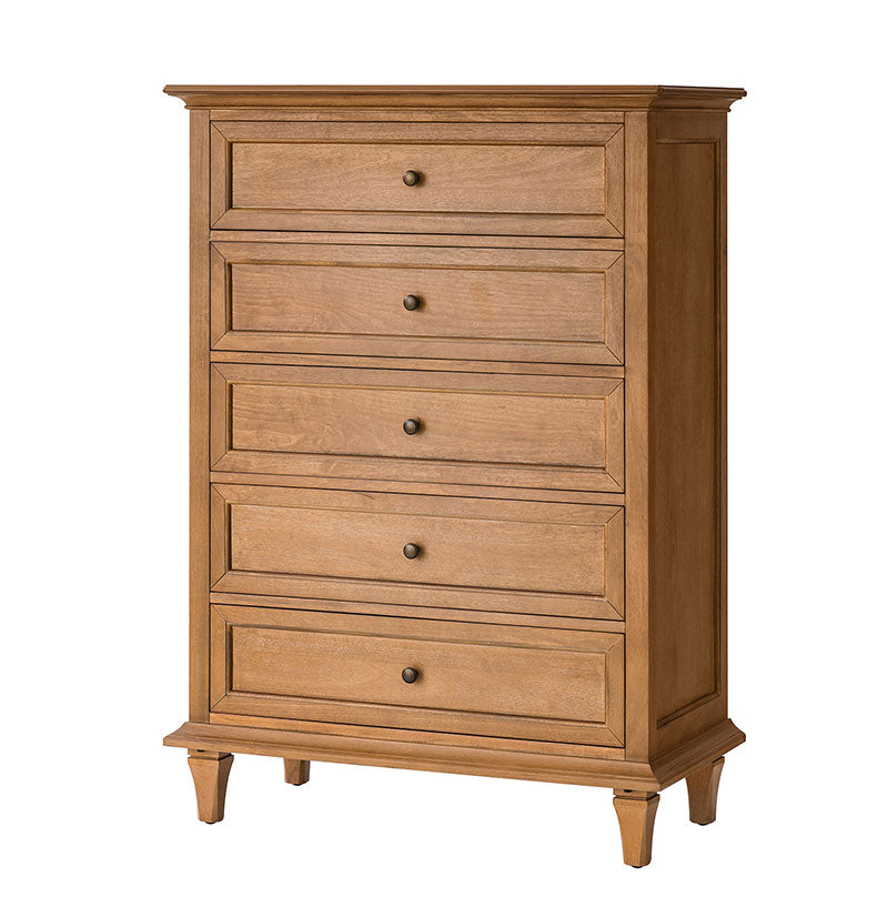 Traditional 5-Drawer Chest Dresser with Solid Wood Frame