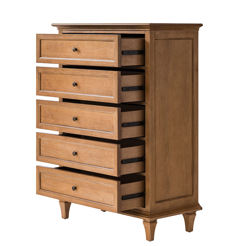 Traditional 5-Drawer Chest Dresser with Solid Wood Frame